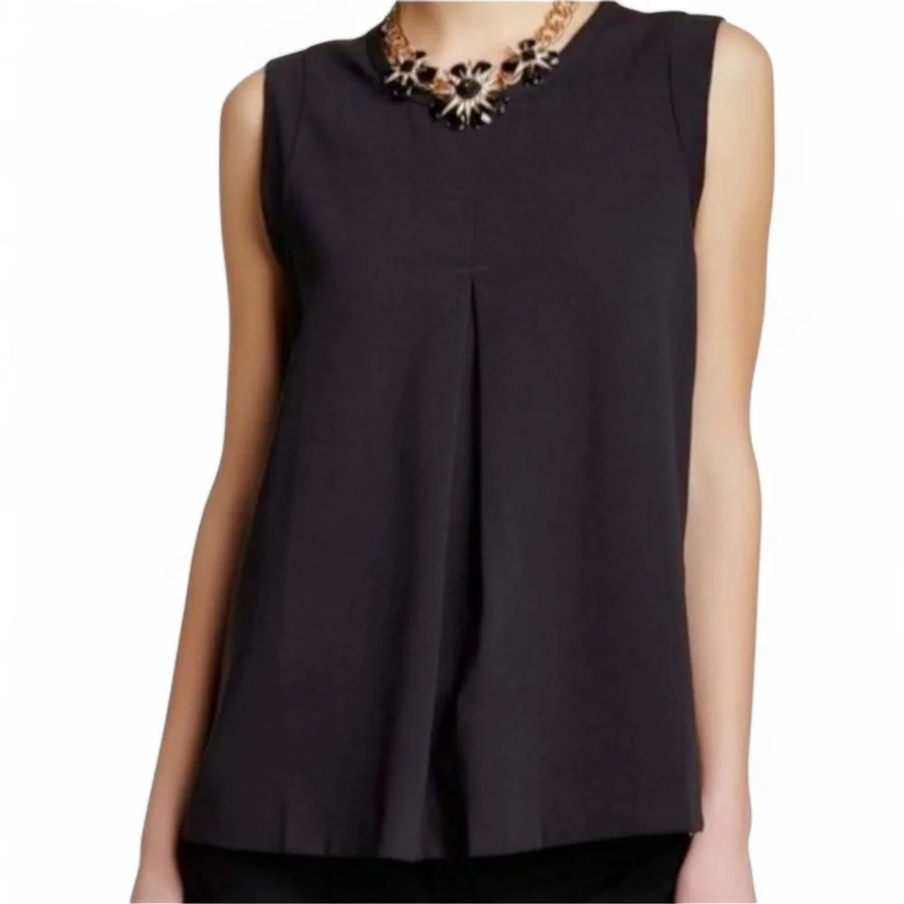 J. Crew Factory Structured Pleated Front Black Sleeveless Crepe Top Women's Sz 4